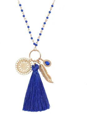 Long Necklaces Bohemia Tassel Leaf Teardrop Disk Circle Pendant necklace For Women Y Shaped Necklace Sets