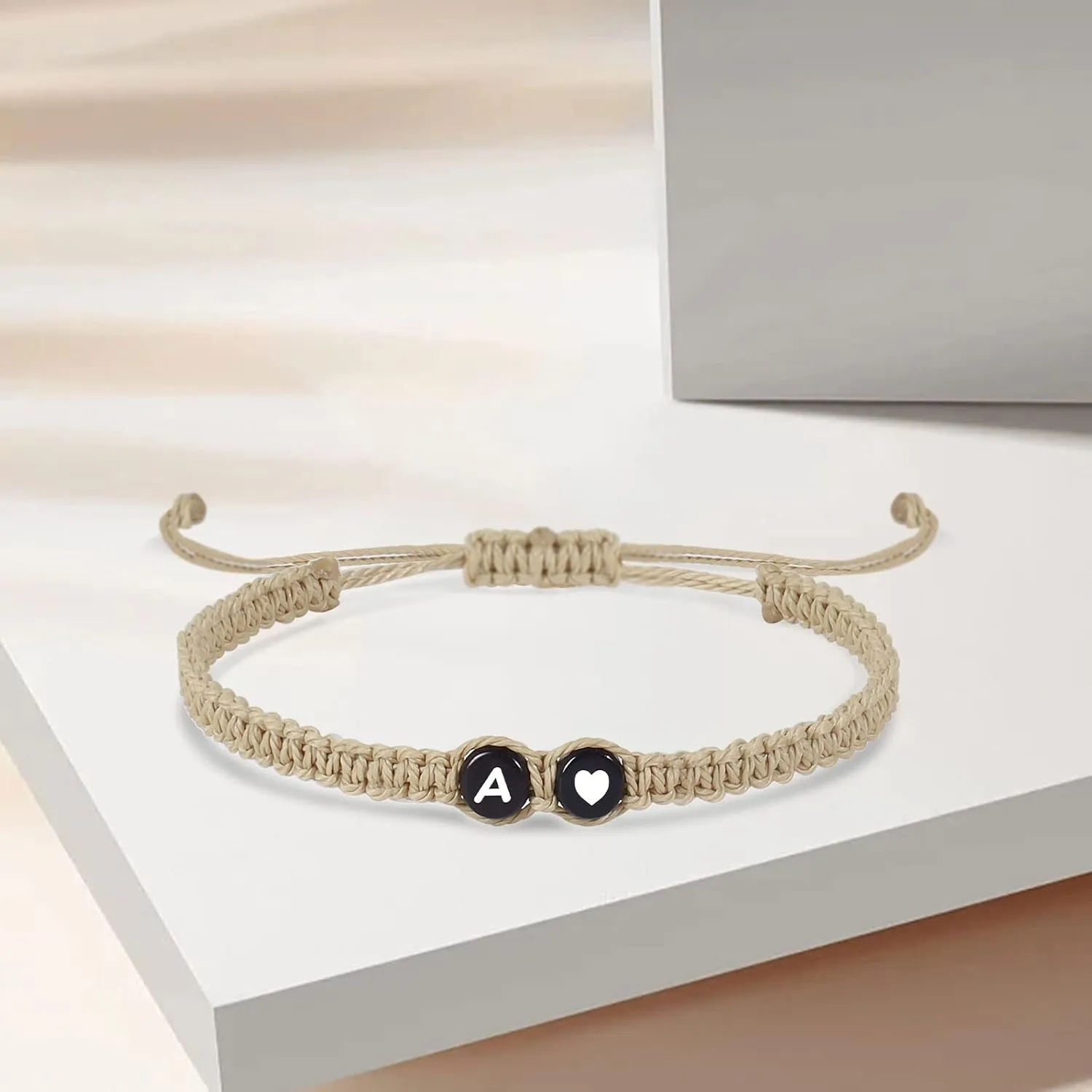 Long tiantian Initial Bracelet for Women Adjustable Letter Bracelet A-Z Woven Braided Bracelets Handmade Rope Bracelets Jewelry for Friendship Gifts