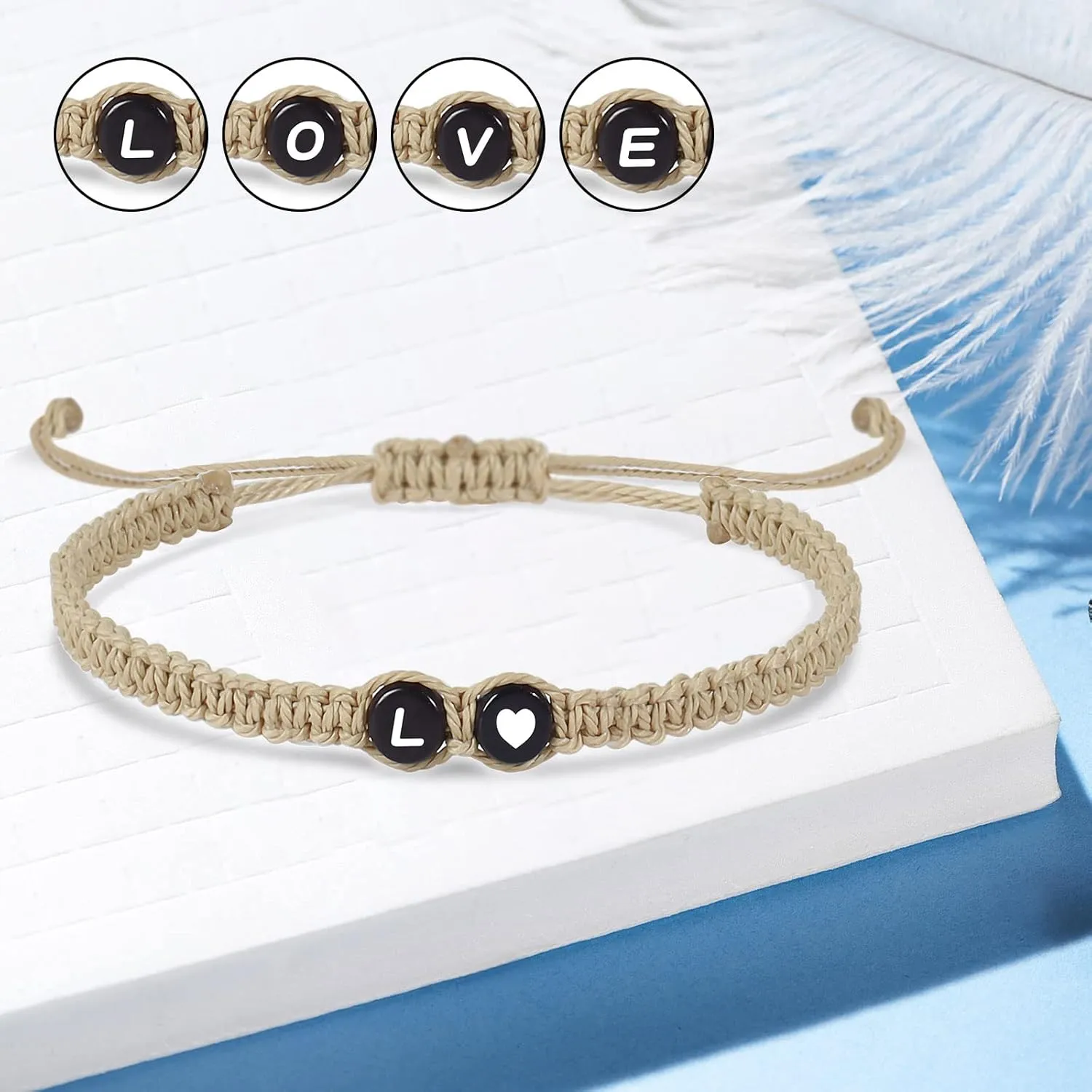 Long tiantian Initial Bracelet for Women Adjustable Letter Bracelet A-Z Woven Braided Bracelets Handmade Rope Bracelets Jewelry for Friendship Gifts