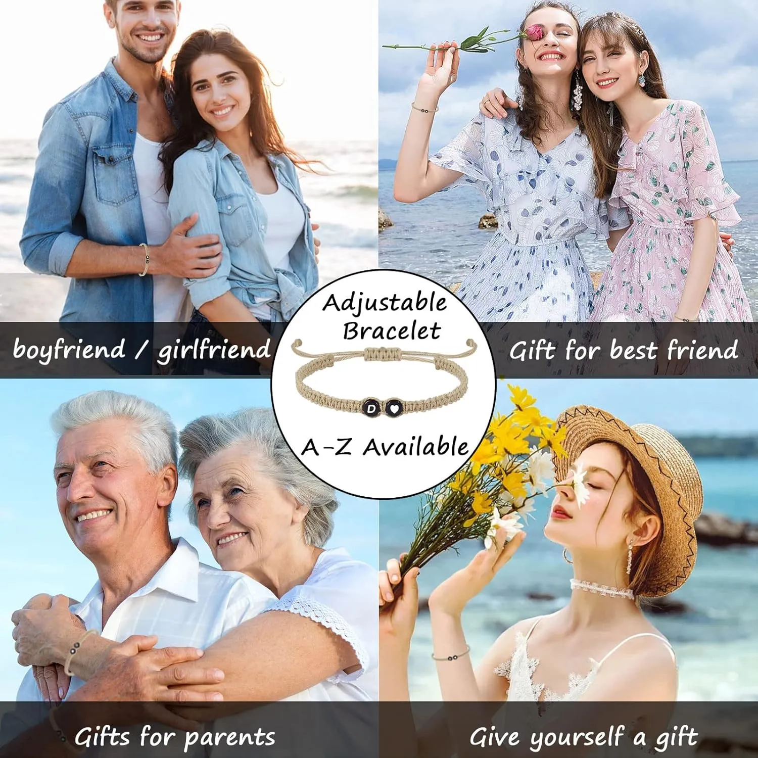 Long tiantian Initial Bracelet for Women Adjustable Letter Bracelet A-Z Woven Braided Bracelets Handmade Rope Bracelets Jewelry for Friendship Gifts