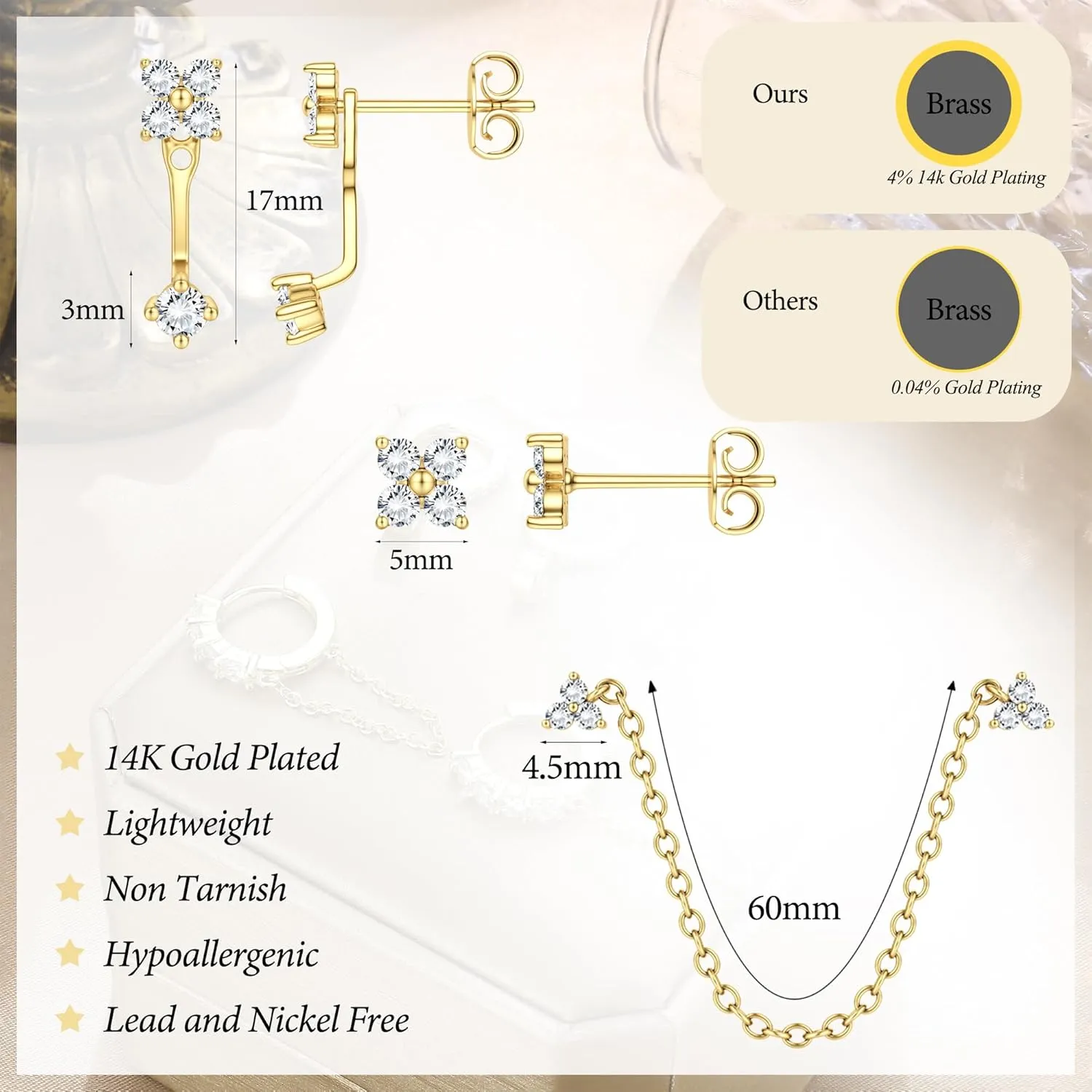 LOYALLOOK Small Gold Earrings for Women Trendy 14k Gold Plated Huggie Hoop Earrings Hypoallergenic Cartilage Earring Sets for Multiple Piercing Dainty Gold Stud Earrings for Women