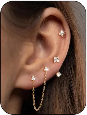 LOYALLOOK Small Gold Earrings for Women Trendy 14k Gold Plated Huggie Hoop Earrings Hypoallergenic Cartilage Earring Sets for Multiple Piercing Dainty Gold Stud Earrings for Women