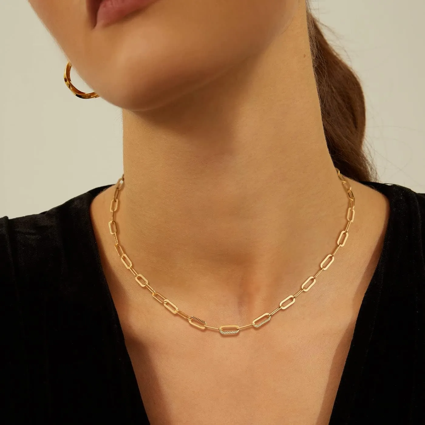 LOYATA 14K Gold Plated Choker Necklace Figaro Bohemia Sequin Coins Delicate Chain Necklace with CZ Evil Eye Hamsa Hand Necklace for Women