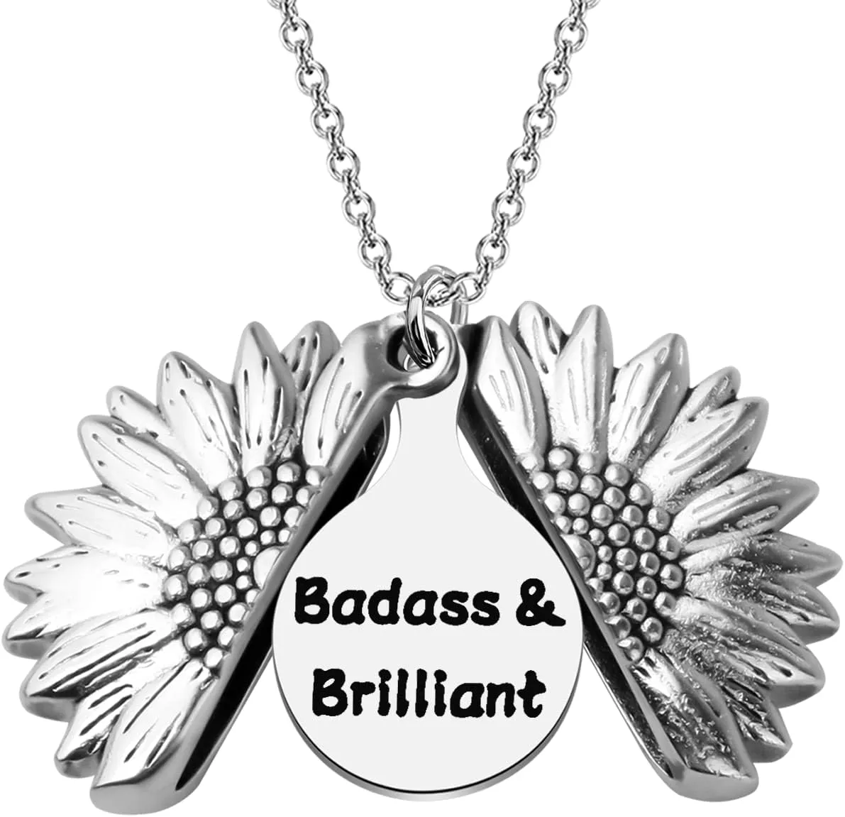 LQRI Funny Badass Gift Badass & Brilliant Necklace Sunflower Necklace Badass Jewelry Inspirational Gift For Women(sun-brilliant)