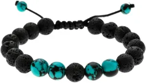 LUBINGSHINE 8mm Lava Rock Bracelet Braided Rope Natural Stone Yoga Bracelet Bangle for Men Women