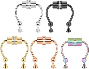 Magnetic Septum Nose Ring, Fake Piercing, Non Pierced Clip On Ring for Women Men