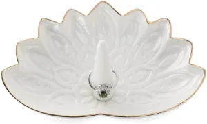 Mandala Ring Holder, Lotus Jewelry Holder Decorative, Anniversary Birthday Gifts for Women/Girls Her, Ceramic White