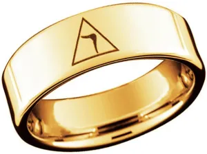 Mason Zone Freemason Rings for Men - Scottish Rite - Gold Color Freemason Ring 14th Degree Grand Elect Mason Symbol - Gold Tungsten Band Masonic Jewelry