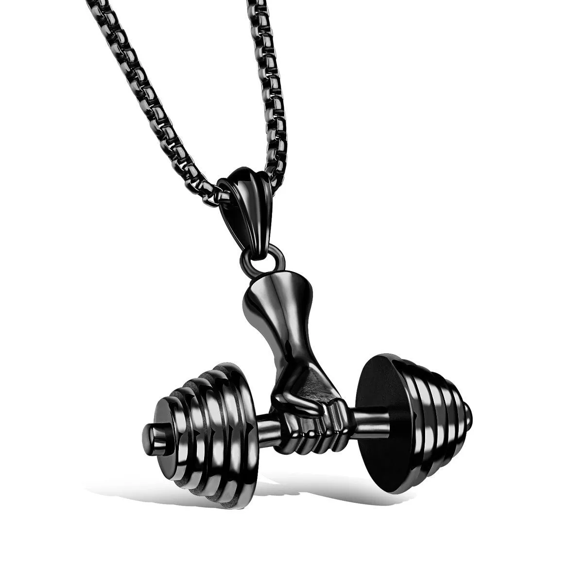 Men\\\\&#39;s Fashion Classic Design Fitness Master Hand-Held Dumbbell Pendant Hip Hop Rapper Prom Party Necklace