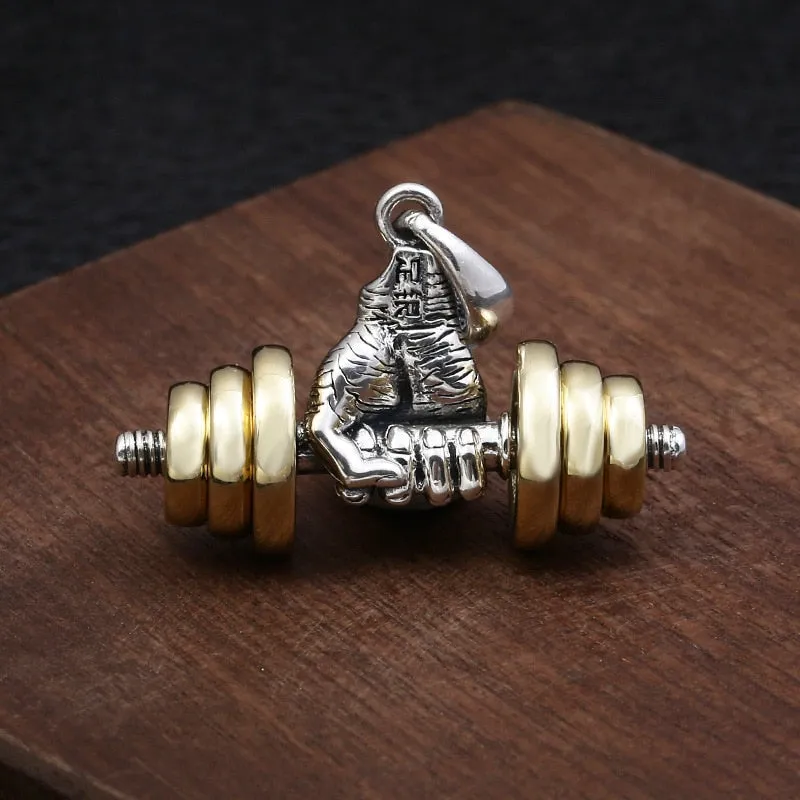Men\\\\&#39;s Fashion Classic Design Fitness Master Hand-Held Dumbbell Pendant Hip Hop Rapper Prom Party Necklace