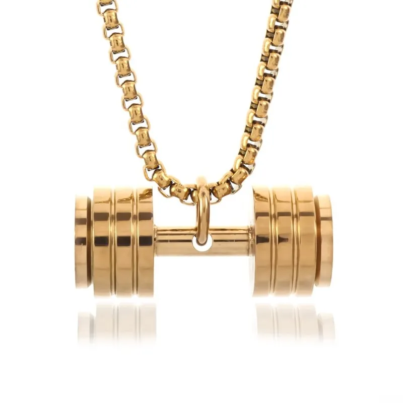 Men\\\\&#39;s Fashion Classic Design Fitness Master Hand-Held Dumbbell Pendant Hip Hop Rapper Prom Party Necklace