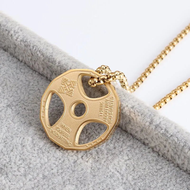 Men\\\\&#39;s Fashion Classic Design Fitness Master Hand-Held Dumbbell Pendant Hip Hop Rapper Prom Party Necklace