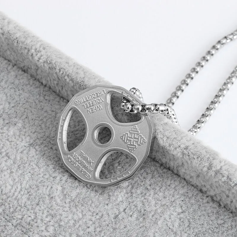 Men\\\\&#39;s Fashion Classic Design Fitness Master Hand-Held Dumbbell Pendant Hip Hop Rapper Prom Party Necklace