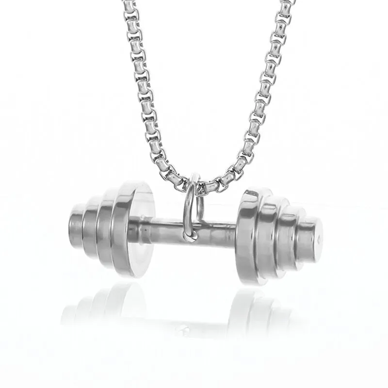 Men\\\\&#39;s Fashion Classic Design Fitness Master Hand-Held Dumbbell Pendant Hip Hop Rapper Prom Party Necklace