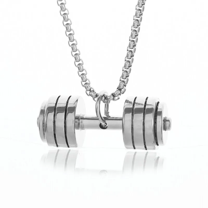 Men\\\\&#39;s Fashion Classic Design Fitness Master Hand-Held Dumbbell Pendant Hip Hop Rapper Prom Party Necklace