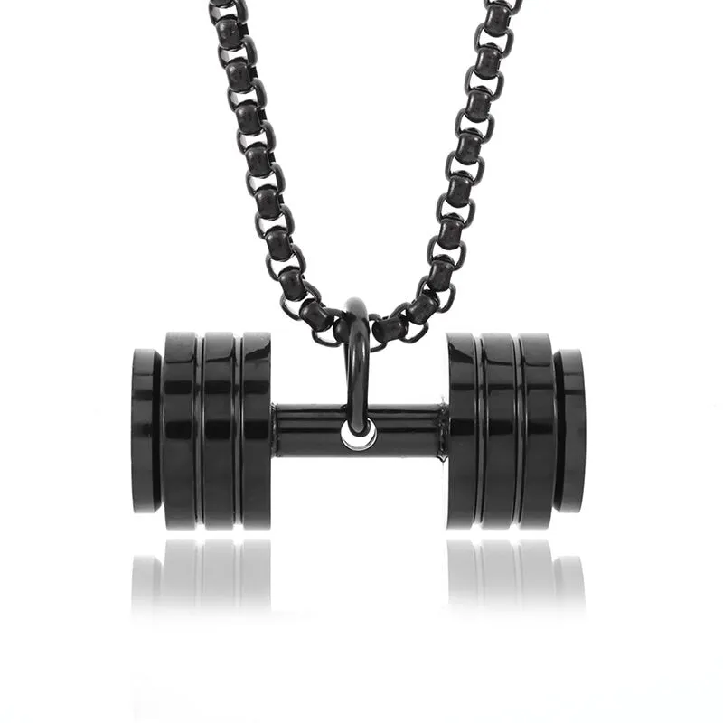 Men\\\\&#39;s Fashion Classic Design Fitness Master Hand-Held Dumbbell Pendant Hip Hop Rapper Prom Party Necklace
