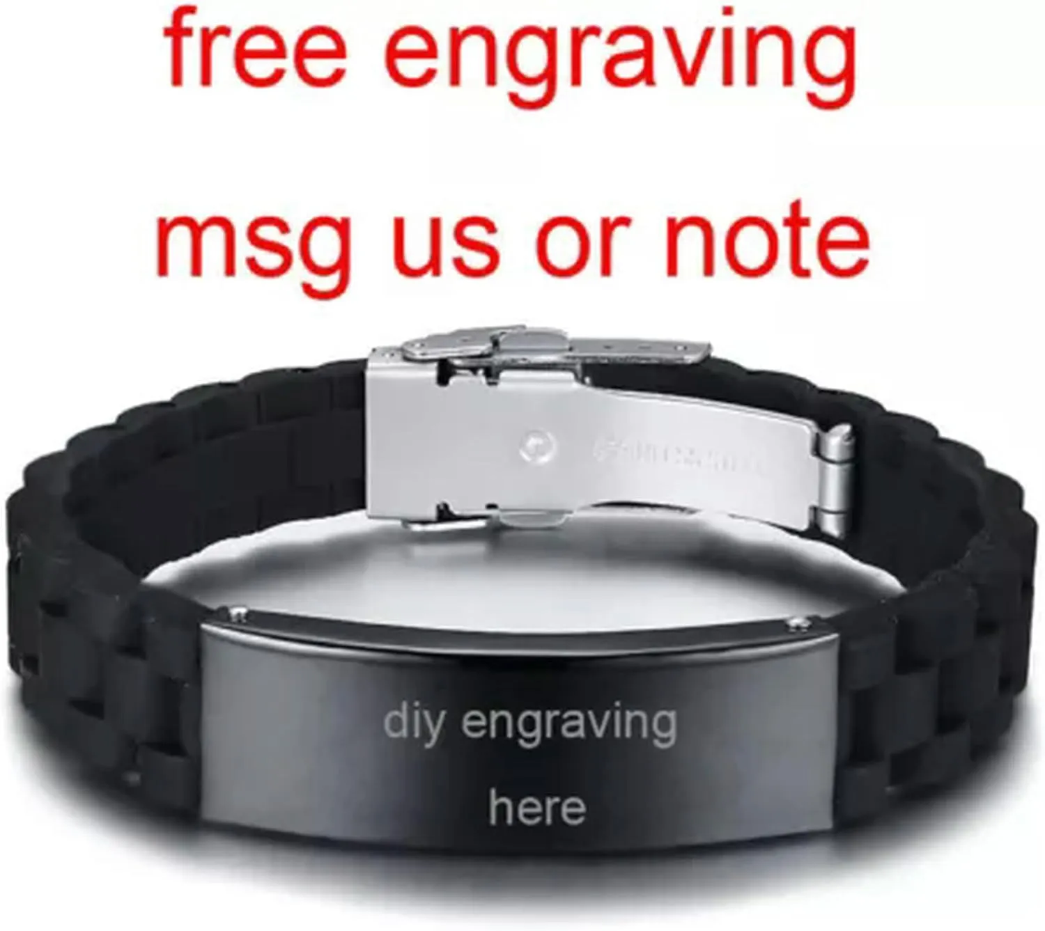 Mens Stainless Steel Black Cross Silver English Bible Lords Prayer Link Bracelet-Latin