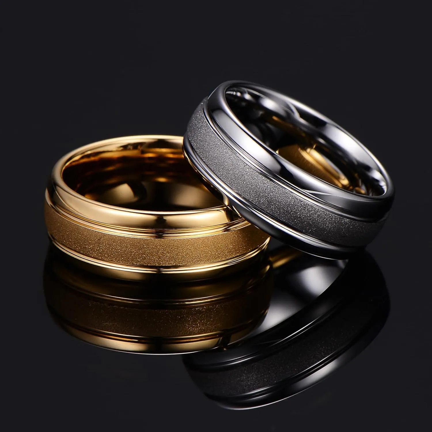Men's wedding tungsten ring, women's classic luxury couple engagement ring, width 8mm