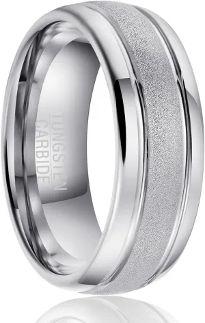 Men's wedding tungsten ring, women's classic luxury couple engagement ring, width 8mm
