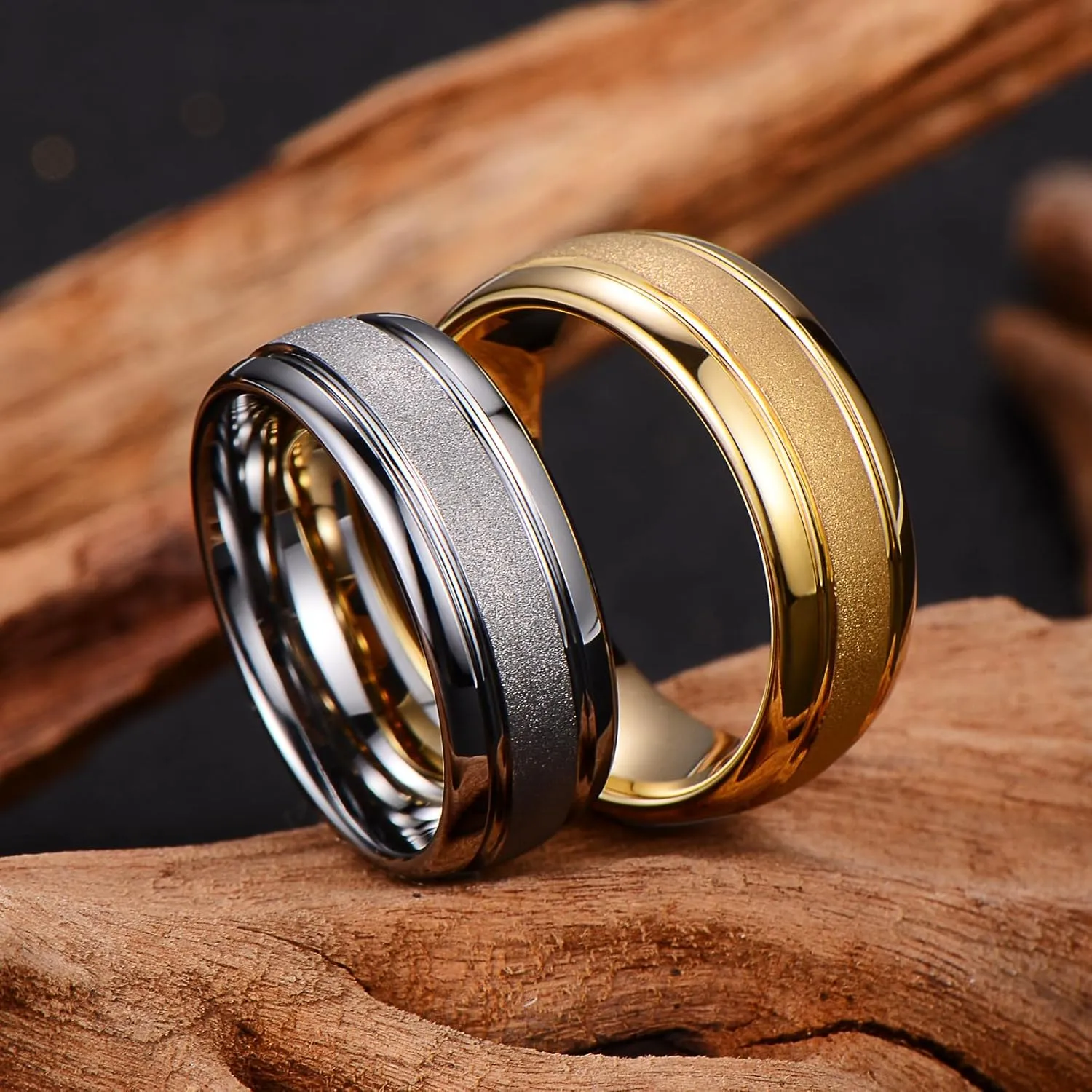 Men's wedding tungsten ring, women's classic luxury couple engagement ring, width 8mm