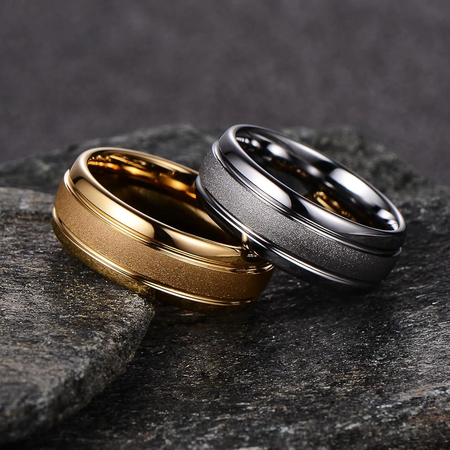Men's wedding tungsten ring, women's classic luxury couple engagement ring, width 8mm