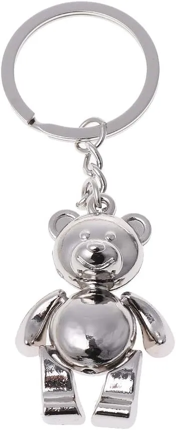 Metal Movable Bear Keychain Nice Car for Key Ring Fashion 3D Animal Keyring Lucky Charm Hanging Pendant Gift for Men & W Alloy
