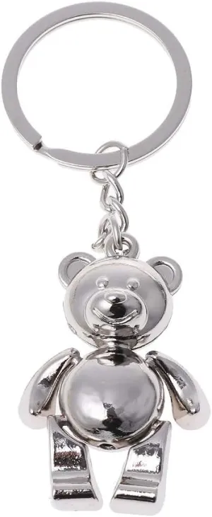 Metal Movable Bear Keychain Nice Car for Key Ring Fashion 3D Animal Keyring Lucky Charm Hanging Pendant Gift for Men & W Alloy