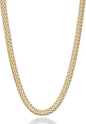 Miabella 18K Gold Over Sterling Silver Italian 4mm Mesh Link Chain Necklace for Women, Made in Italy