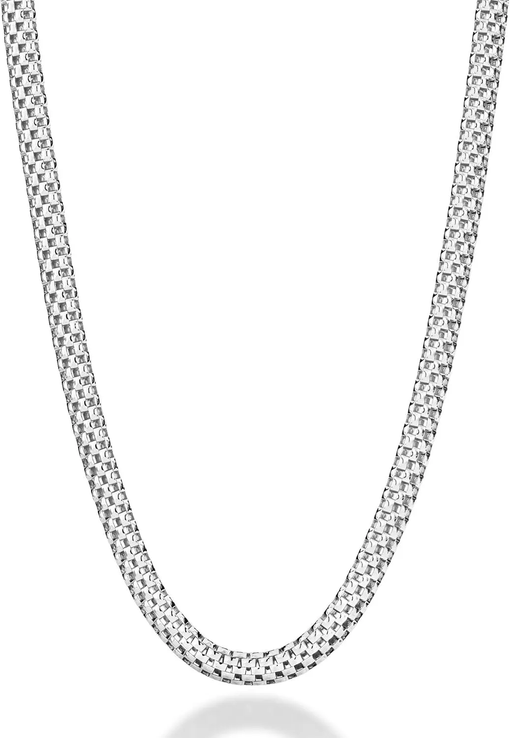 Miabella 925 Sterling Silver Italian 4mm Mesh Link Chain Necklace for Women, Made in Italy