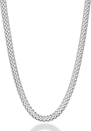 Miabella 925 Sterling Silver Italian 4mm Mesh Link Chain Necklace for Women, Made in Italy