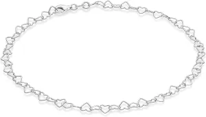 Miabella 925 Sterling Silver Italian Rolo Heart Link Chain Anklet Ankle Bracelet for Women, Made in Italy