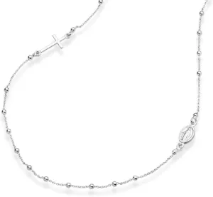 Miabella 925 Sterling Silver Italian Rosary Beaded Sideways Cross Dainty Chain Necklace for Women Made in Italy