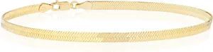 Miabella 925 Sterling Silver Italian Solid 3.5mm Flexible Flat Herringbone Link Chain Anklet Ankle Bracelet for Women, Made in Italy