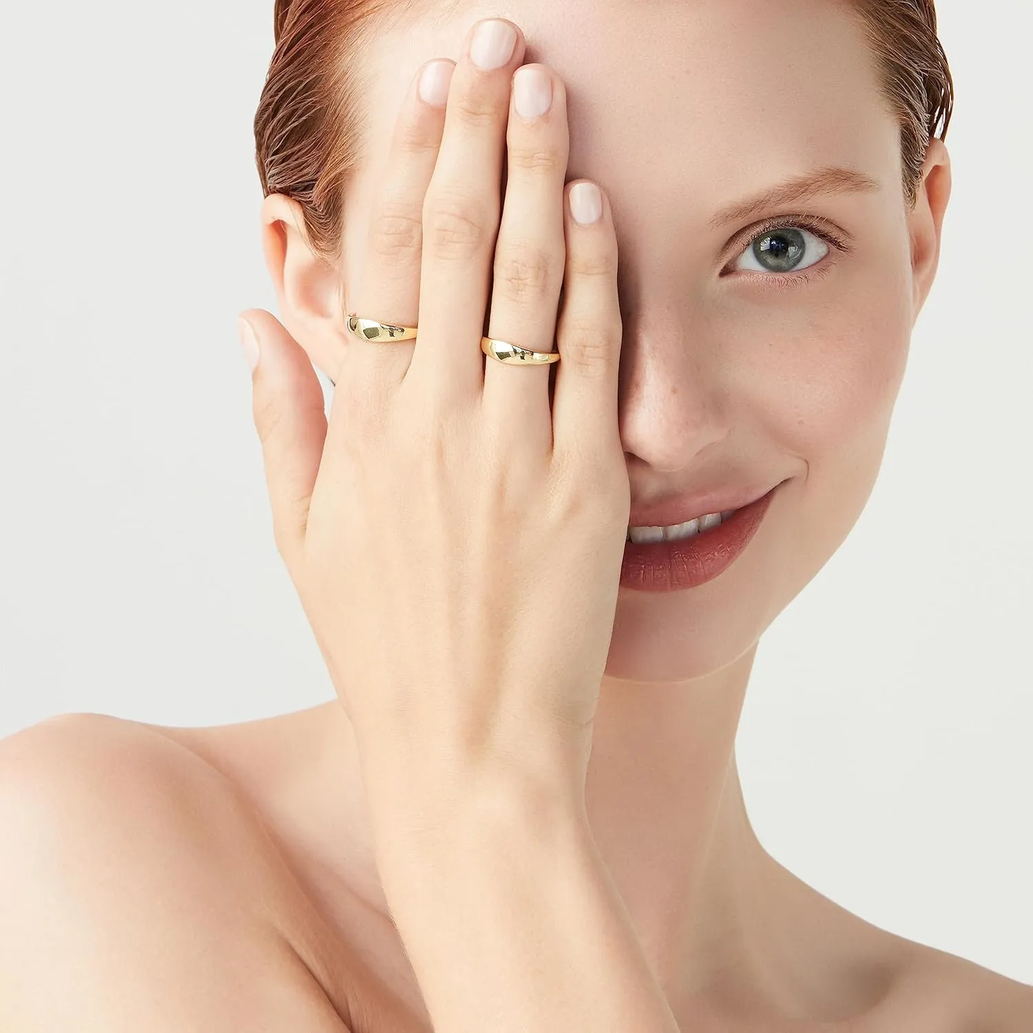 Miabella 925 Sterling Silver or 18K Gold Plated Signet Ring for Women/Made in Italy