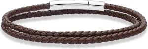 Miabella Genuine Italian Double Wrap Braided Leather Bracelet for Men Women, Stainless Steel Clasp, Made in Italy