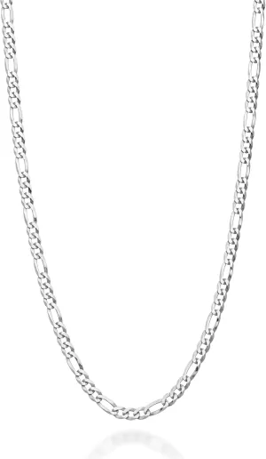 Miabella Italian 925 Sterling Silver, 18K Gold Plated 3mm Diamond-Cut Figaro Link Chain Necklace for Women Men, Made in Italy