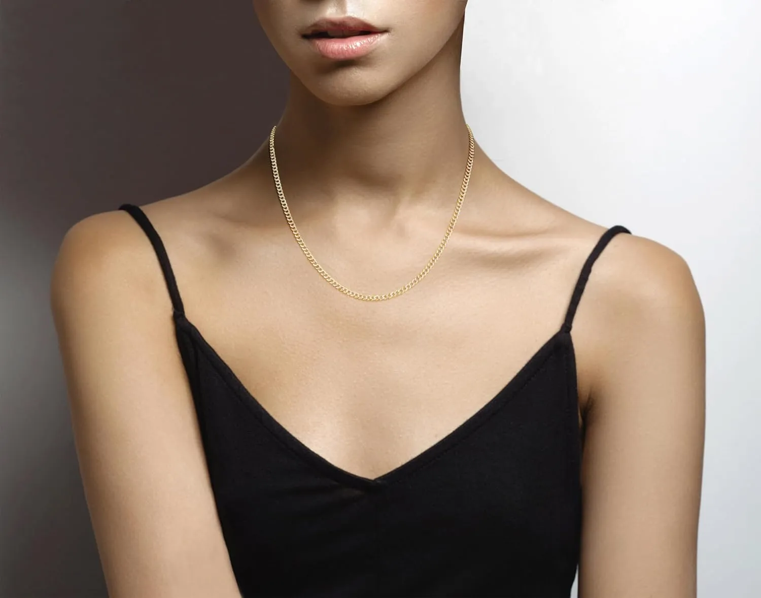 Miabella Italian Solid 18k Gold Over 925 Sterling Silver Two Tone 3.5mm Diamond Cut Cuban Link Curb Chain Necklace for Women, Made in Italy