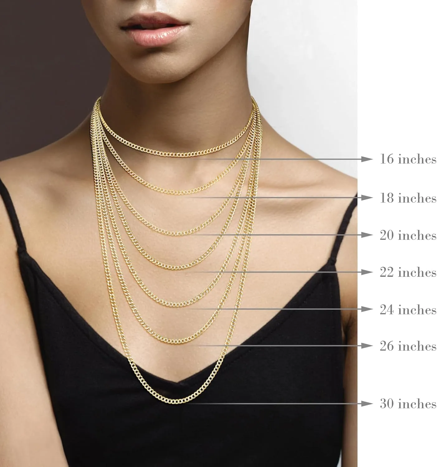 Miabella Italian Solid 18k Gold Over 925 Sterling Silver Two Tone 3.5mm Diamond Cut Cuban Link Curb Chain Necklace for Women, Made in Italy