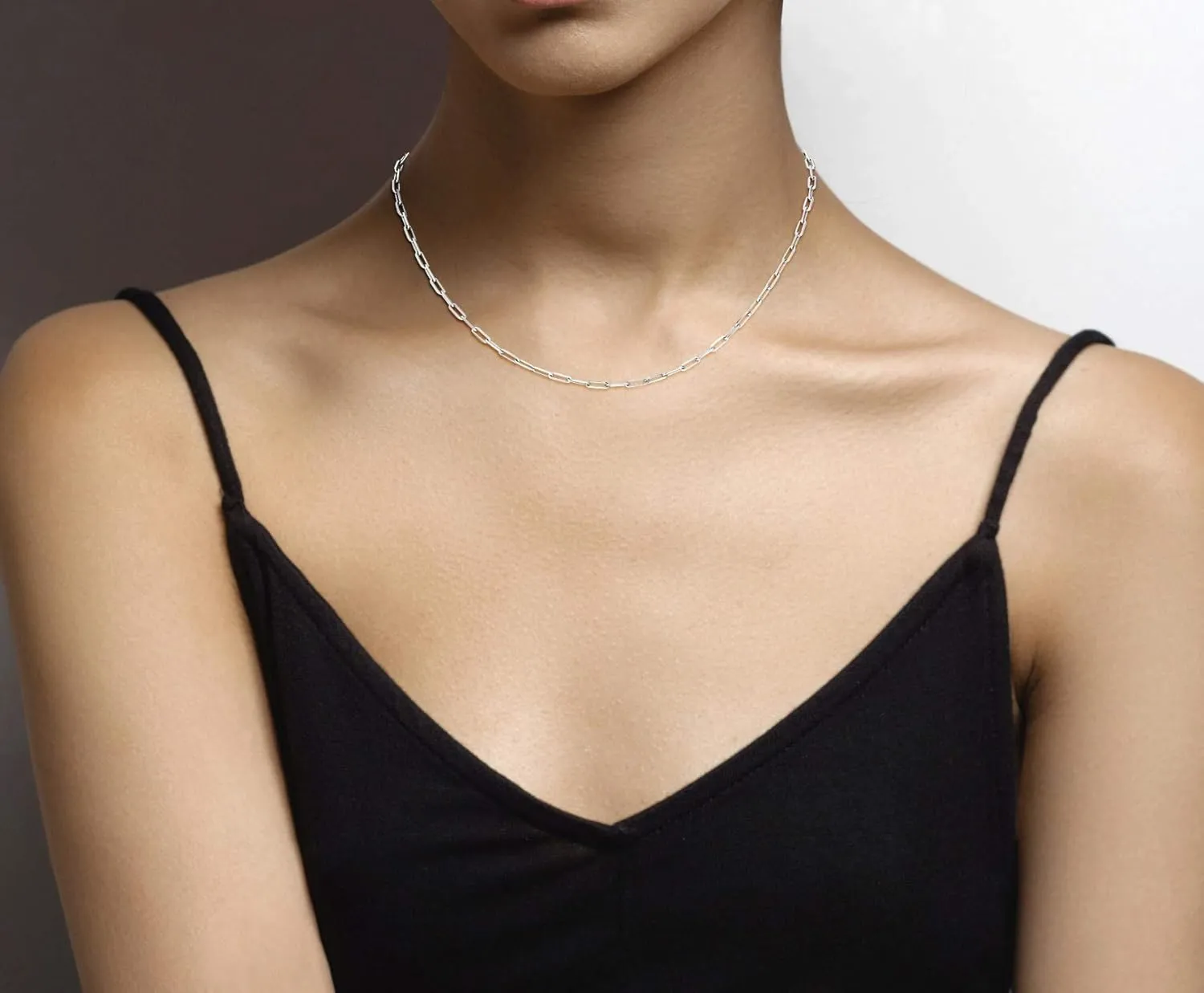 Miabella Italian Solid 925 Sterling Silver, 18Kt Gold Plated 2.5mm Paperclip Link Chain Necklace for Women Men, Made in Italy