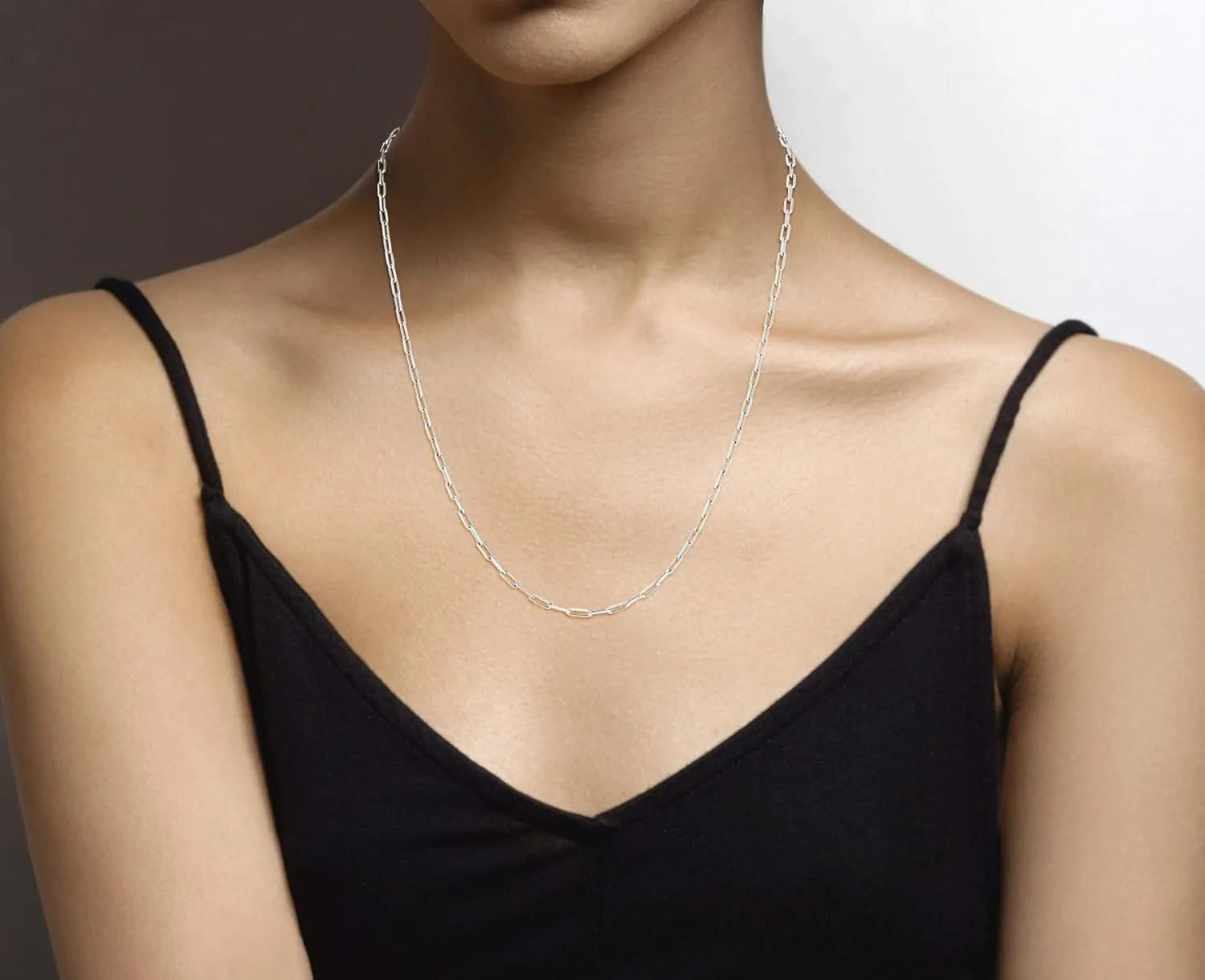 Miabella Italian Solid 925 Sterling Silver, 18Kt Gold Plated 2.5mm Paperclip Link Chain Necklace for Women Men, Made in Italy