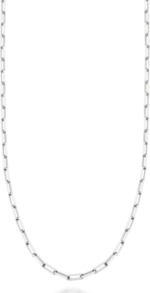 Miabella Italian Solid 925 Sterling Silver, 18Kt Gold Plated 2mm Paperclip Link Chain Necklace for Women, Made in Italy