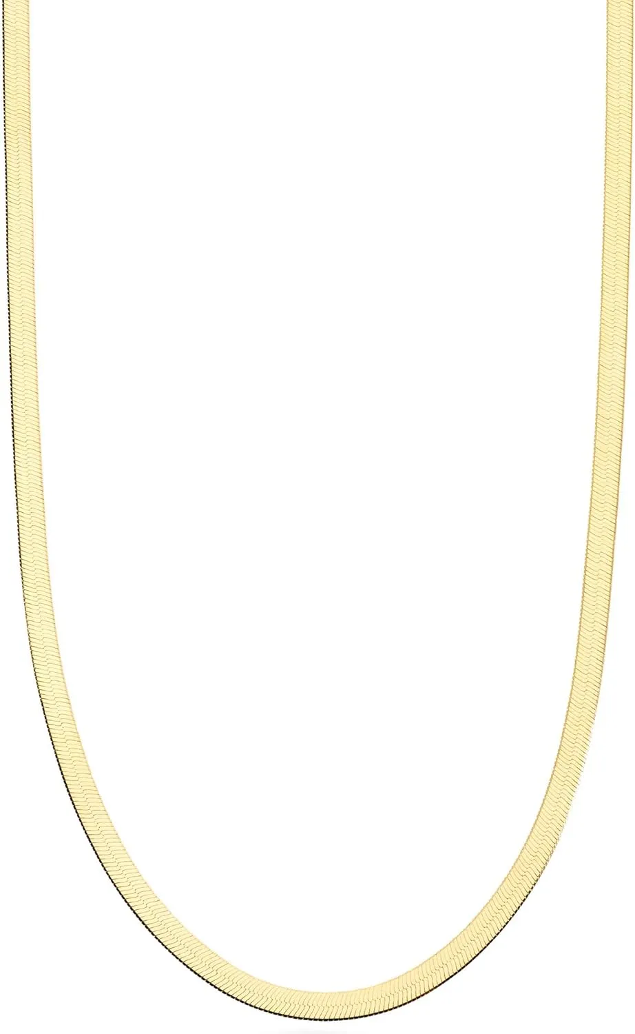 Miabella Italian Solid 925 Sterling Silver, 18Kt Gold Plated 3.5mm Flexible Flat Herringbone Chain Necklace for Women, Made in Italy
