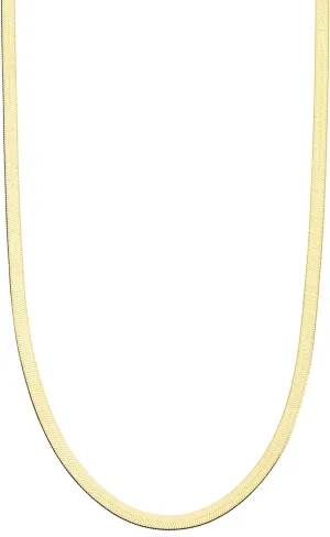 Miabella Italian Solid 925 Sterling Silver, 18Kt Gold Plated 3.5mm Flexible Flat Herringbone Chain Necklace for Women, Made in Italy