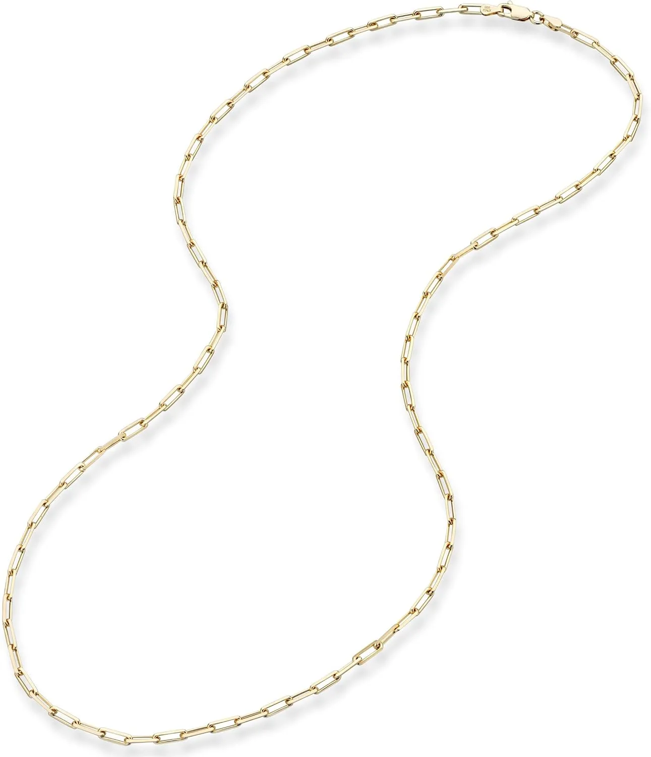 Miabella Italian Solid 925 Sterling Silver, 18Kt Gold Plated 3mm Paperclip Link Chain Necklace for Women Men, Made in Italy