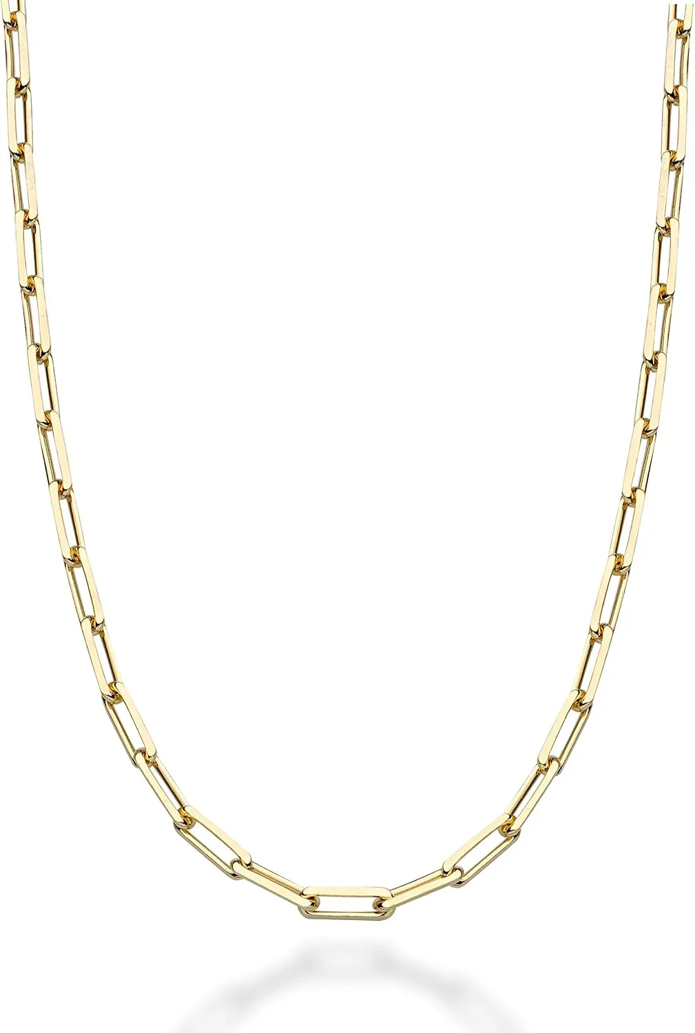 Miabella Italian Solid 925 Sterling Silver, 18Kt Gold Plated 3mm Paperclip Link Chain Necklace for Women Men, Made in Italy