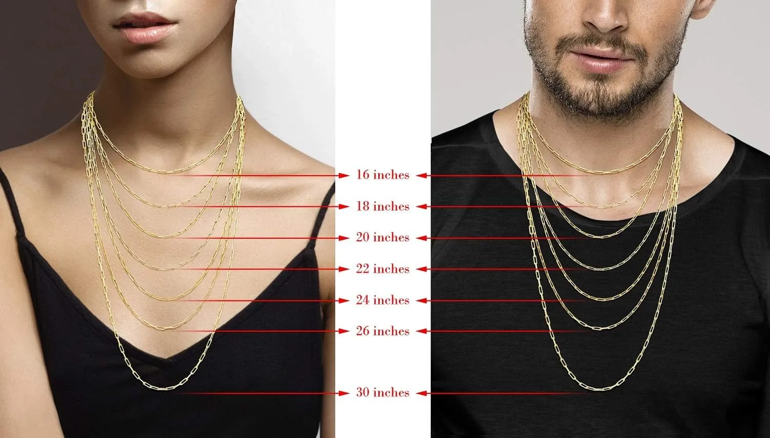 Miabella Italian Solid 925 Sterling Silver, 18Kt Gold Plated 3mm Paperclip Link Chain Necklace for Women Men, Made in Italy