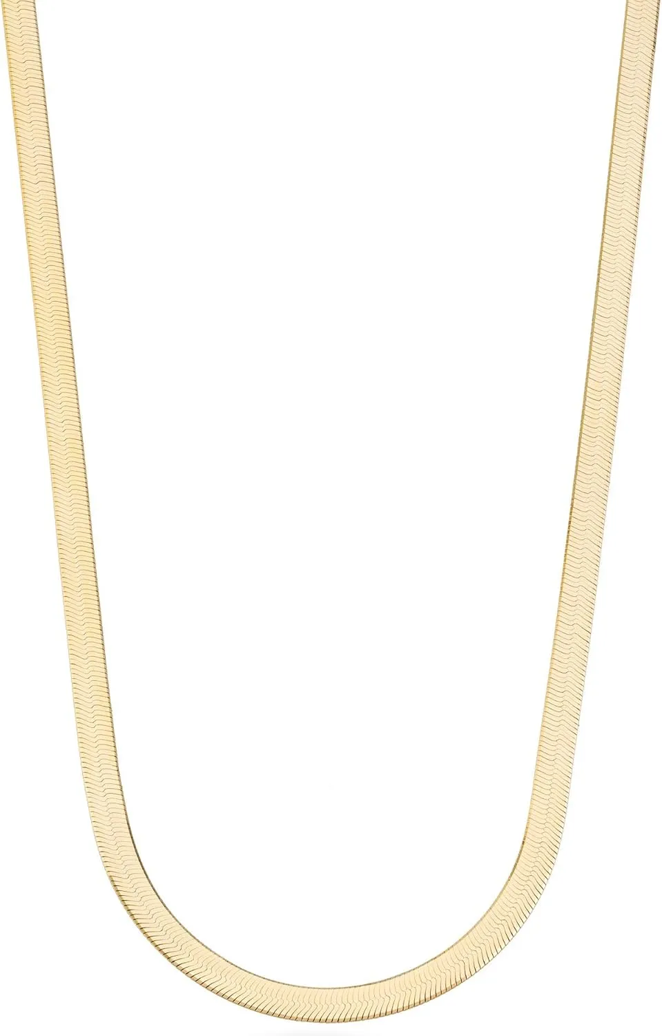 Miabella Italian Solid 925 Sterling Silver, 18Kt Gold Plated 4.5mm Flexible Flat Herringbone Chain Necklace Women, Made in Italy