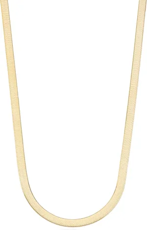 Miabella Italian Solid 925 Sterling Silver, 18Kt Gold Plated 4.5mm Flexible Flat Herringbone Chain Necklace Women, Made in Italy