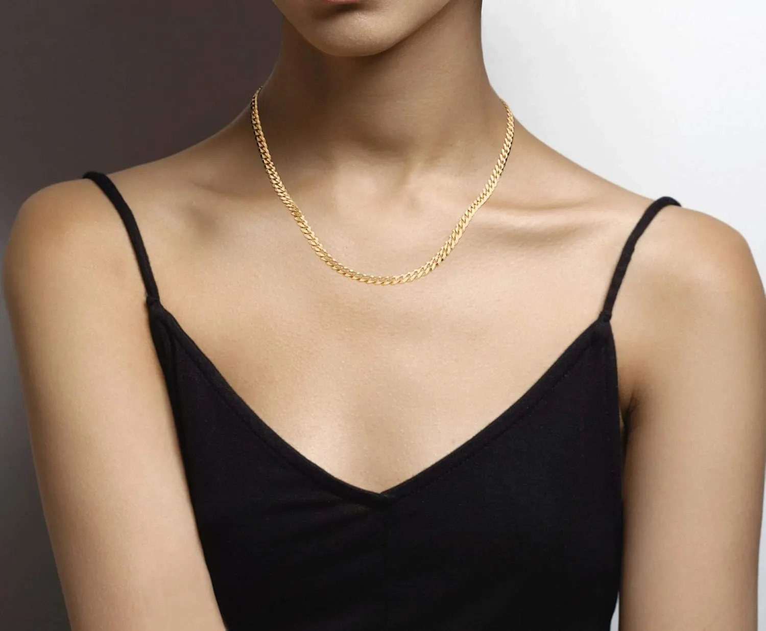 Miabella Solid 18K Gold Over 925 Sterling Silver Italian 5mm Diamond-Cut Cuban Link Curb Chain Necklace for Women Men, Made in Italy