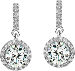 Michooyel S925 Brilliant Round Halo Bridal-style Drop Earrings Cathedral Cubic Zirconia Dangle Earrings Sterling Silver For Women